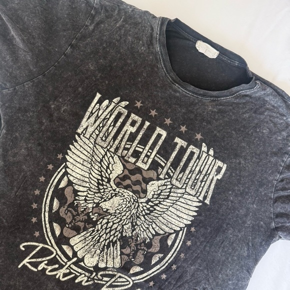 Altar'd State Black Graphic Tee with Eagle Design Rock n’ Roll - Picture 3 of 4